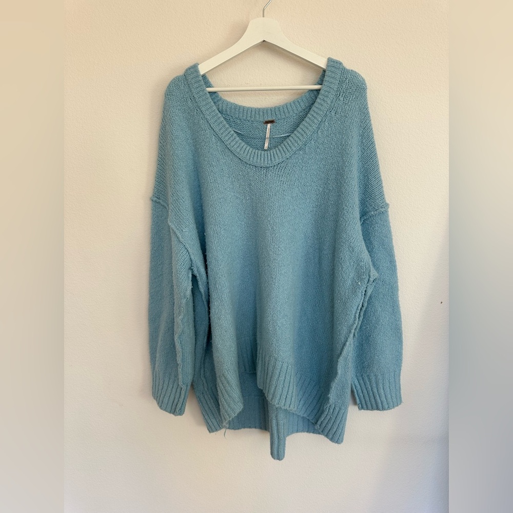 Free People Oversized Baby Blue Sweater